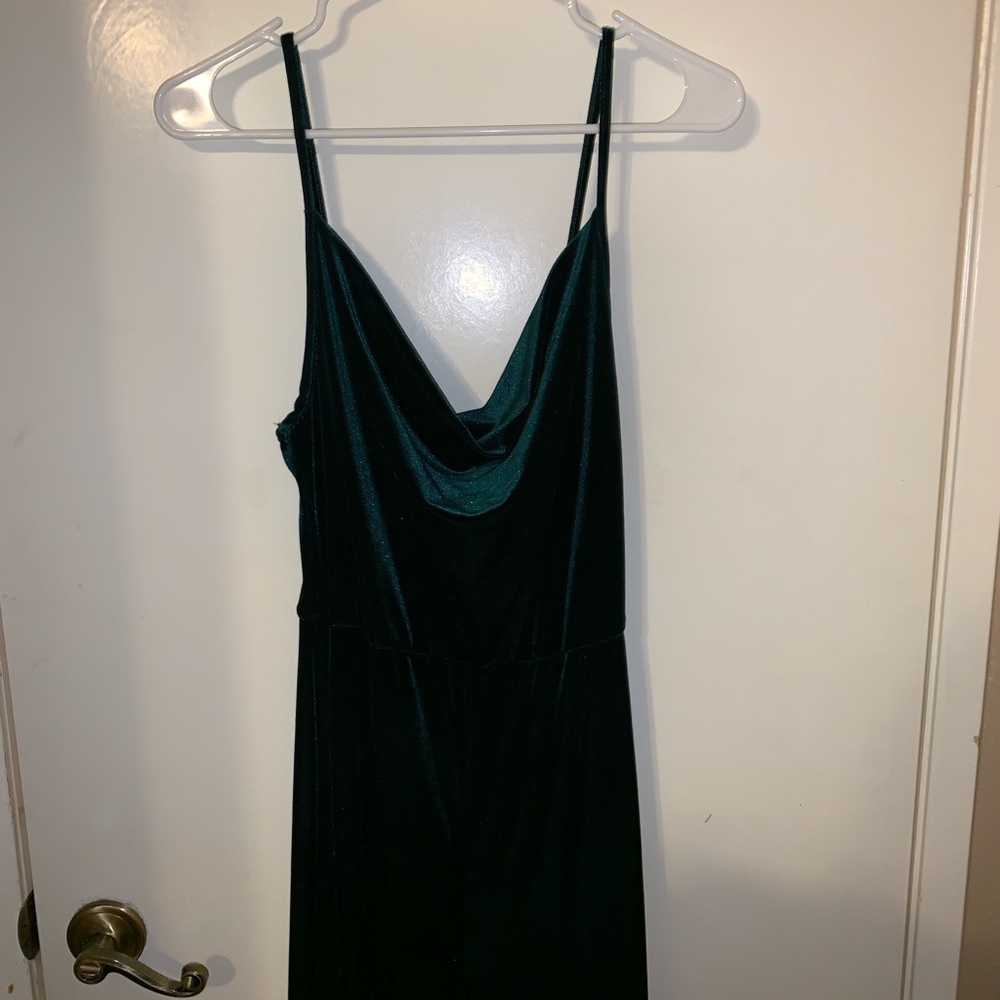 Emerald Green Velvet Jumpsuit.